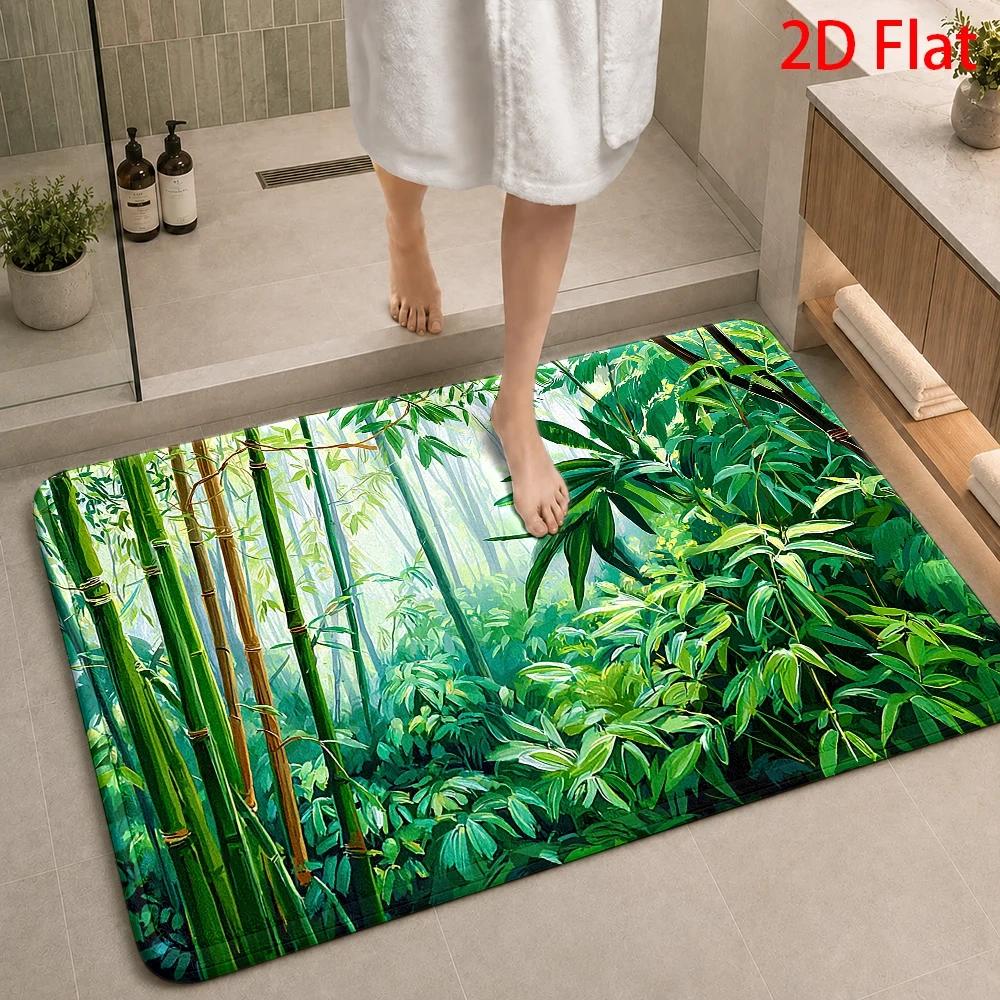 열대 대나무 정글 패턴 욕실 매트 방수 바닥 장식용 매 - Bamboo Bath Mat 리뷰 및 가격